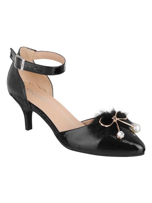 black faux leather ankle strap sandals - 14574603 - Very Small Image - 1