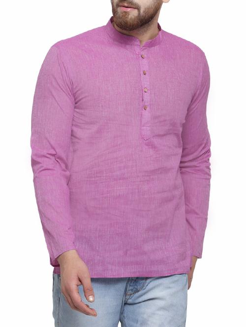 purple cotton short kurta - 14593221 - Very Small Image - 1
