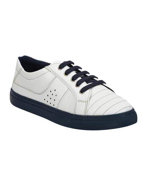 white faux leather laceup sneakers - 14596239 - Very Small Image - 1