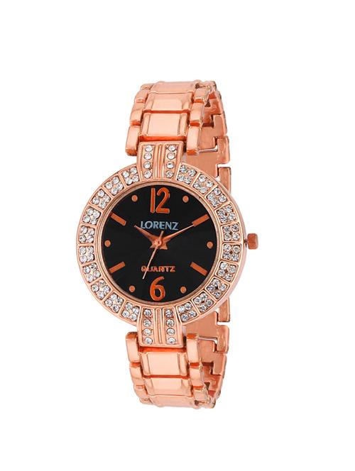 lorenz as-17a premium rose gold black dial watch for women & girls - 14596678 - Very Small Image - 1