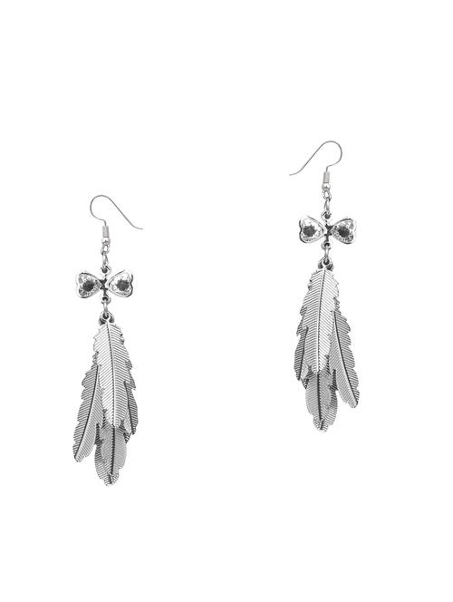 silver metal drop earrings - 14599814 - Very Small Image - 1