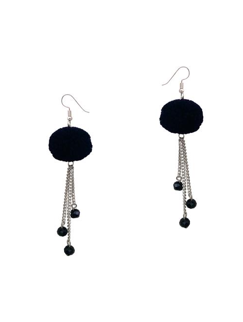black wool drop earrings - 14599817 - Very Small Image - 1