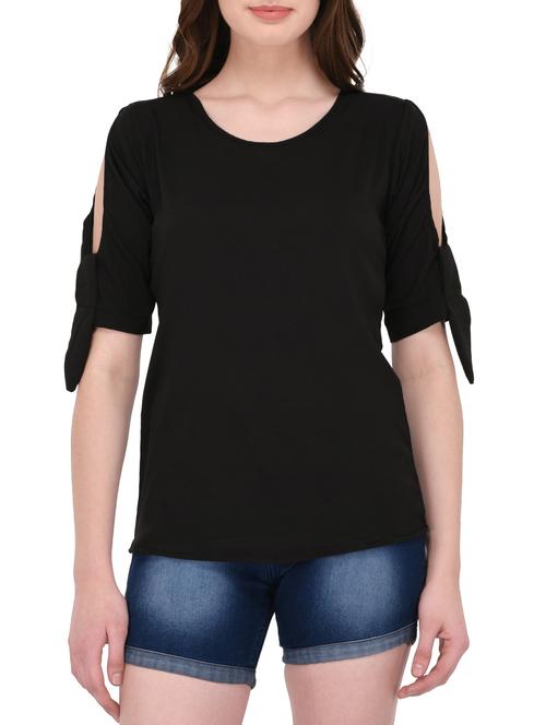 black poly crepe regular top - 14602230 - Very Small Image - 1