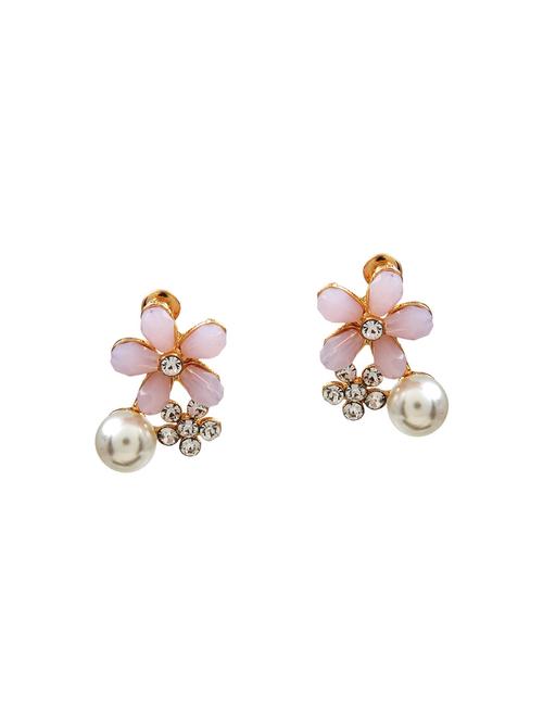 pink metal studs earrings - 14604551 - Very Small Image - 1