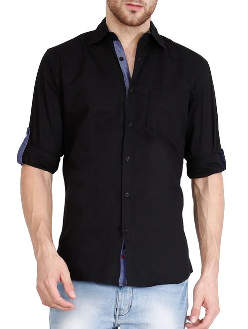 black cotton casual shirt - 14610259 - Very Small Image - 1