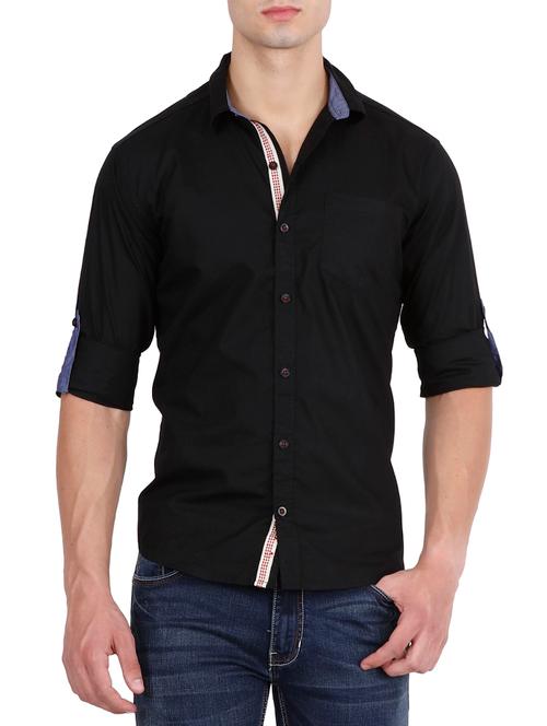 black cotton casual shirt - 14610278 - Very Small Image - 1