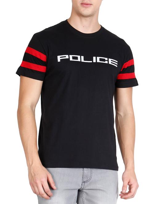 black cotton chest print t-shirt - 14610524 - Very Small Image - 1