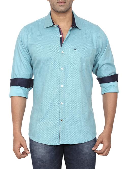 blue cotton casual shirt - 14617682 - Very Small Image - 1