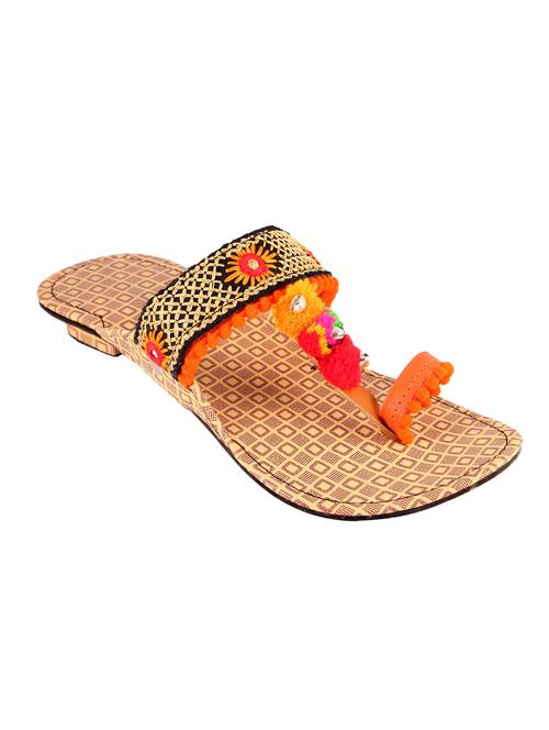 orange fabric ethnic kolhapuris - 14619037 - Very Small Image - 1