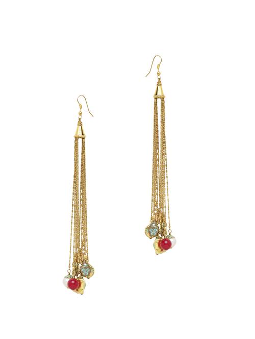 gold metal drop earrings - 14627342 - Very Small Image - 1