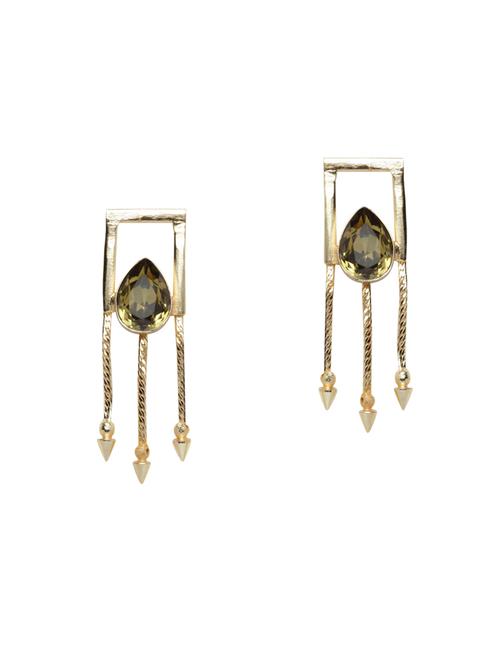 gold brass drop earrings - 14628648 - Very Small Image - 1
