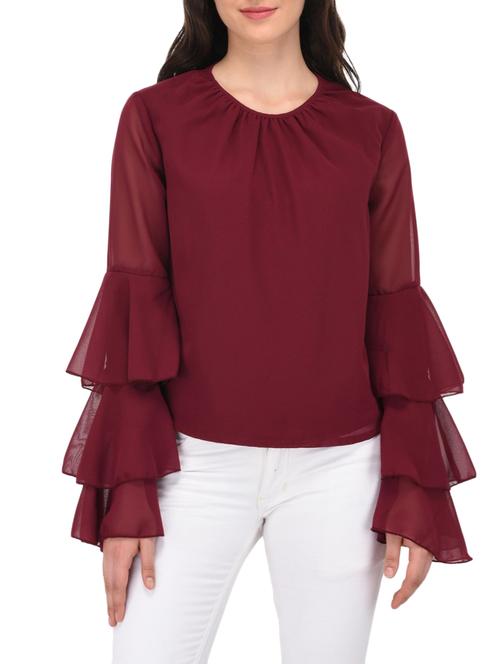 maroon ruffle top - 14635369 - Very Small Image - 1