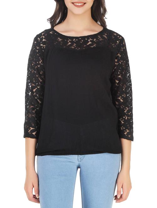 solid black rayon top - 14638144 - Very Small Image - 1