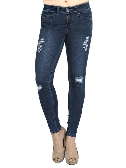 blue denim distressed jeans - 14638372 - Very Small Image - 1
