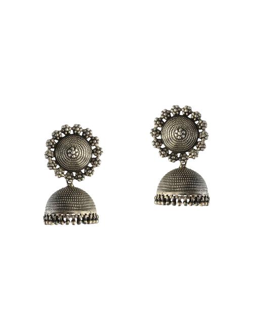 silver brass jhumka earrings - 14638660 - Very Small Image - 1