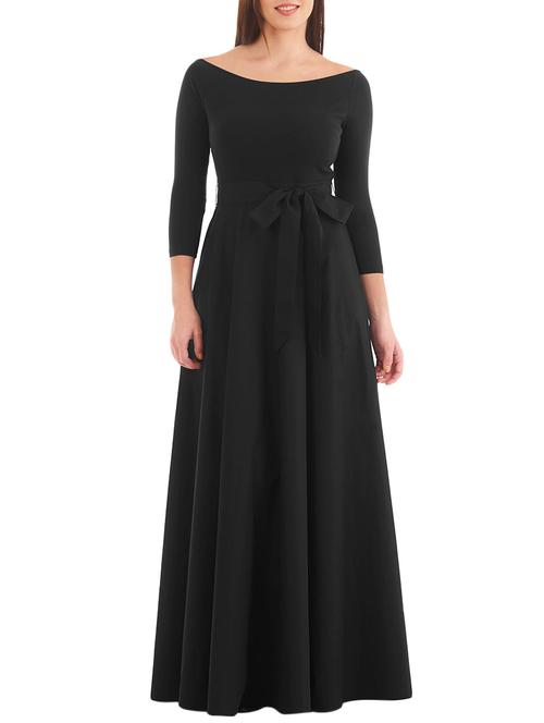 boat neck bow detail gown - 14646207 - Very Small Image - 1