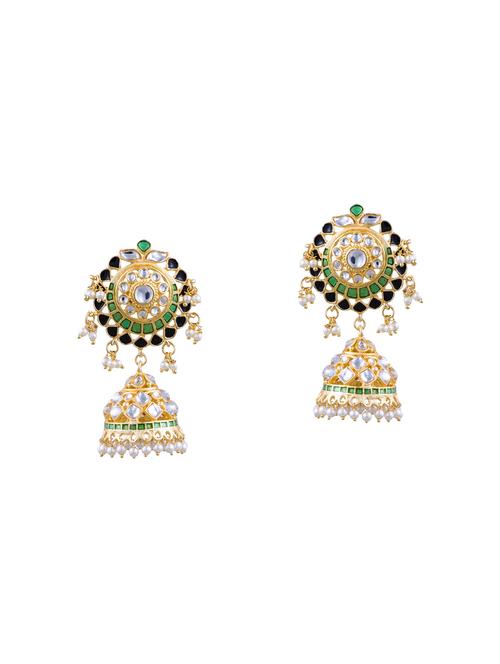 green metal meenakari earrings - 14646636 - Very Small Image - 1
