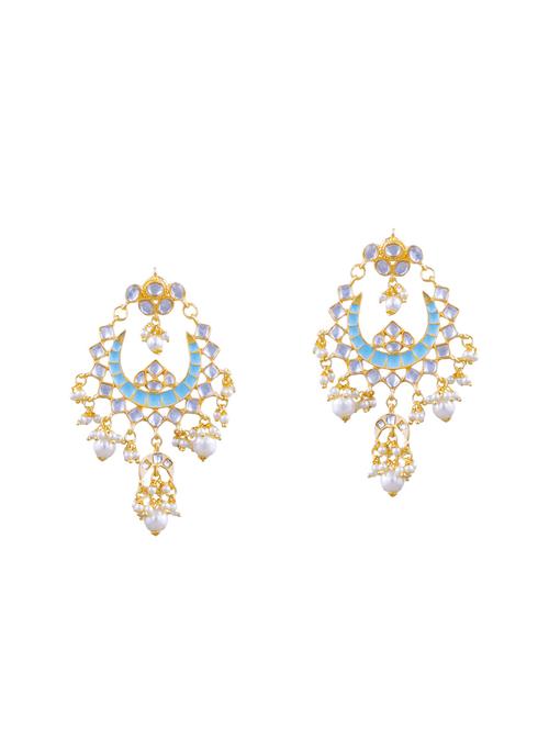 blue metal chandbali earrings - 14646645 - Very Small Image - 1