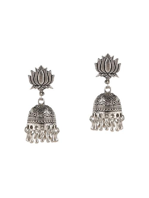 silver metal jhumka earrings - 14648646 - Very Small Image - 1