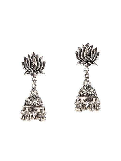 silver metal jhumka earrings - 14649296 - Very Small Image - 1