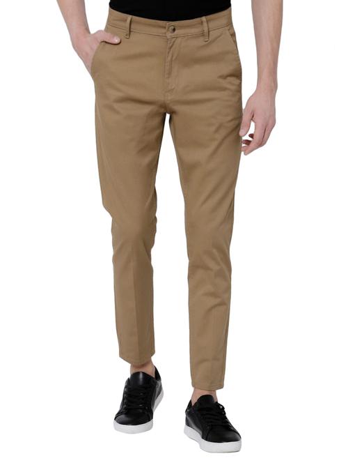 beige cotton blend chinos casual trousers - 14666347 - Very Small Image - 1