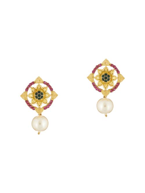 pink gold metal drop earrings - 14666687 - Very Small Image - 1