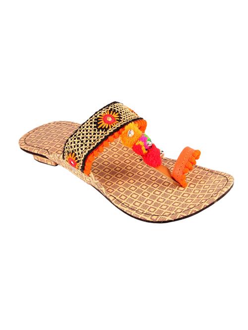 orange fabric ethnic kolhapuris - 14681030 - Very Small Image - 1