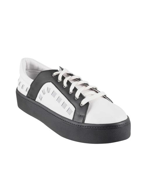 white faux leather laceup sneakers - 14697838 - Very Small Image - 1