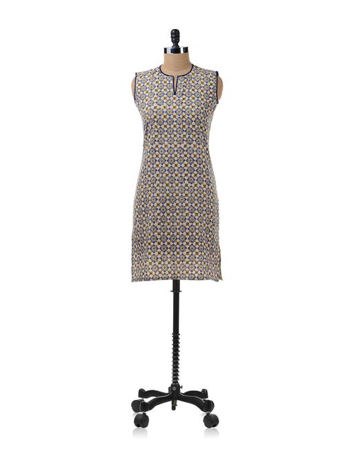 multicoolor cotton blend straight kurta - 14704 - Very Small Image - 1