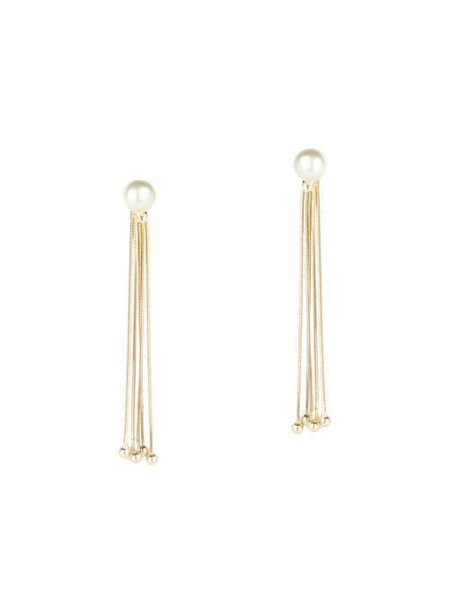 gold tone pearl inspired earrings - 14712246 - Very Small Image - 1