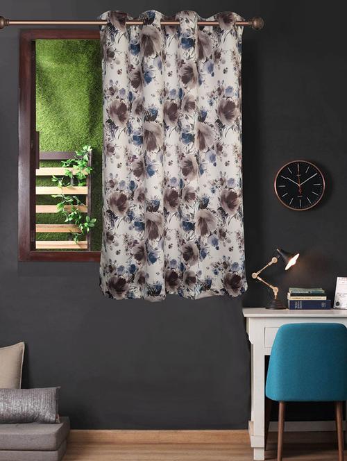 printed off-white based flower window curtain - 14735348 - Very Small Image - 1