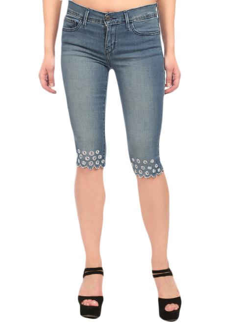 blue denim capri - 14736201 - Very Small Image - 1
