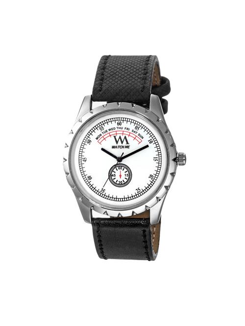 watch me analog black leather watch for men and boys wmal-230-w - 14737515 - Very Small Image - 1