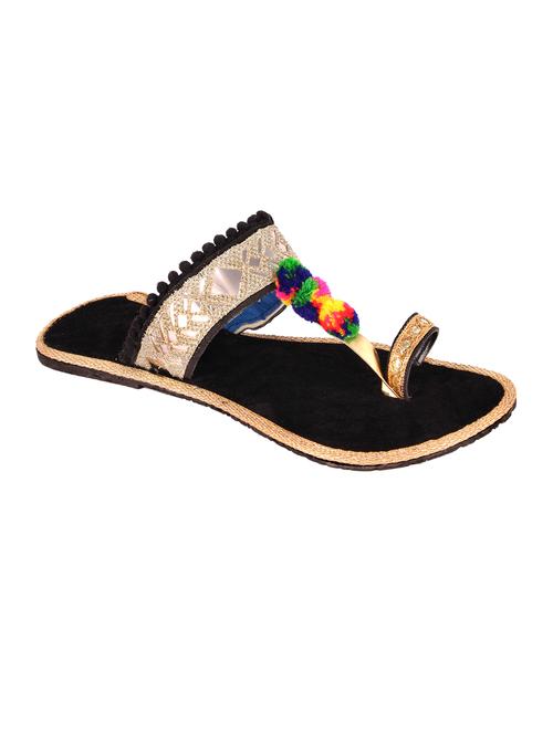 black fabric ethnic kolhapuris - 14738063 - Very Small Image - 1