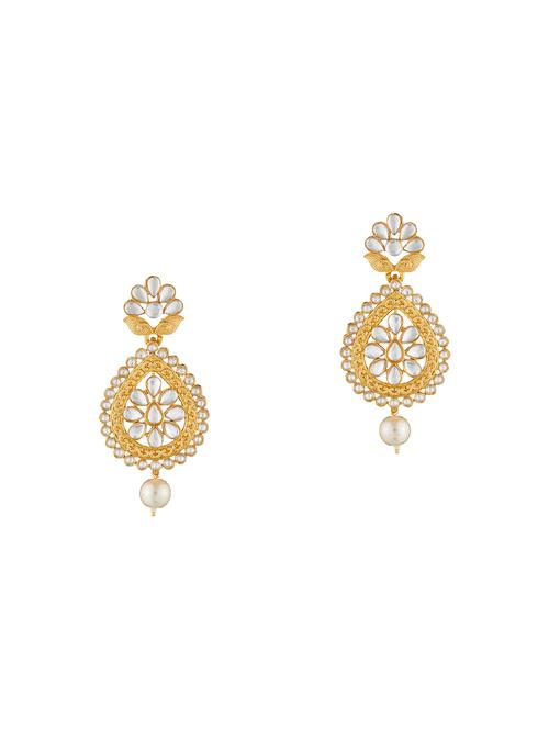 gold metal drop earrings - 14740968 - Very Small Image - 1