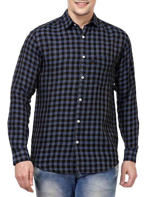 dark blue linen casual shirt - 14743254 - Very Small Image - 1