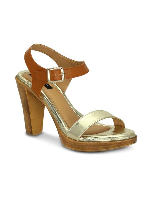 gold faux leather ankle strap sandals - 14744988 - Very Small Image - 1