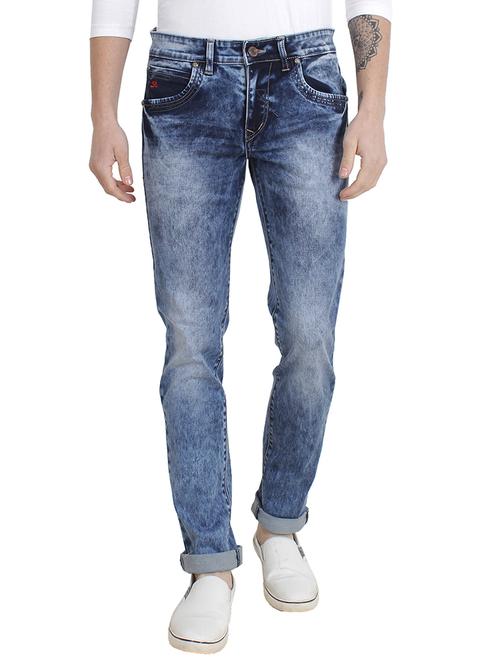 blue cotton blend washed jeans - 14747576 - Very Small Image - 1