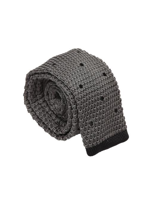 grey micro fiber tie with handkerchief and lapelpin - 14750202 - Very Small Image - 1