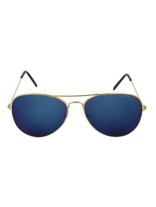 blue lens golden frame aviator sunglasses for women - 14765454 - Very Small Image - 1
