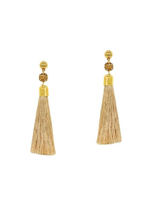 beige colored brass tassel earrings - 14772917 - Very Small Image - 1