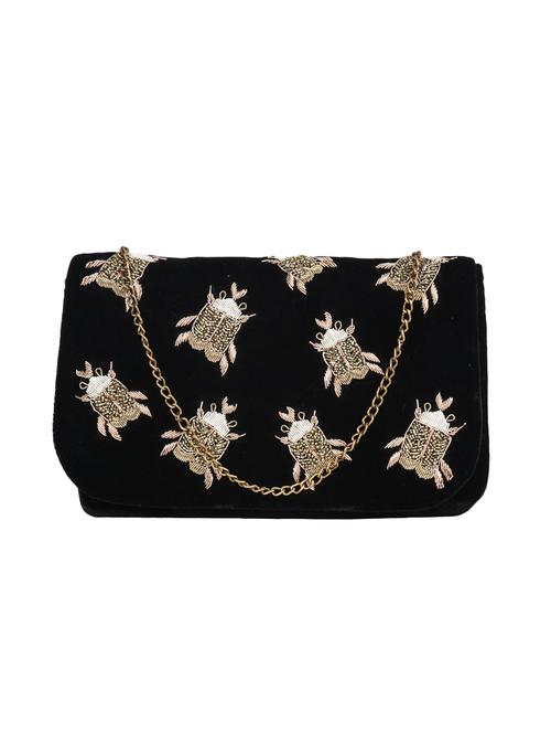black cotton fold over clutch - 14772957 - Very Small Image - 1