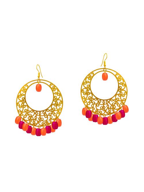 orange metal chandballi earrings - 14774890 - Very Small Image - 1