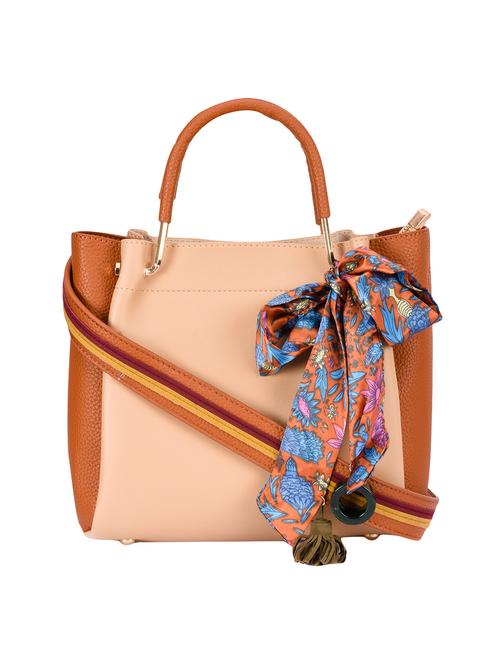 tan leatherette regular handbag - 14779271 - Very Small Image - 1