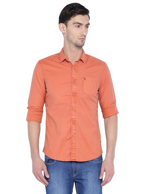 orange cotton blend casual shirt - 14780748 - Very Small Image - 1