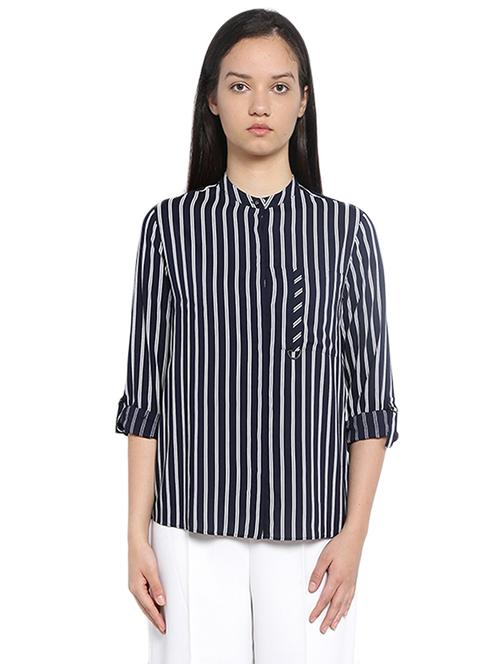 navy blue polyester regular shirt - 14782397 - Very Small Image - 1