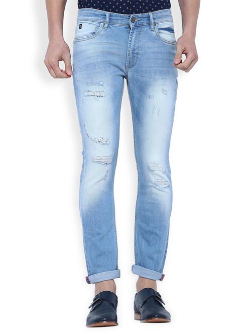 light blue cotton blend ripped jeans - 14792483 - Very Small Image - 1