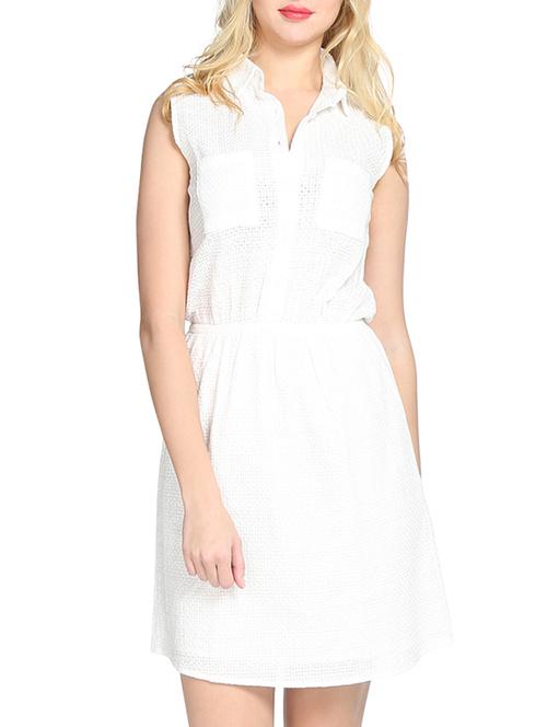 white solid blouson dress - 14800201 - Very Small Image - 1