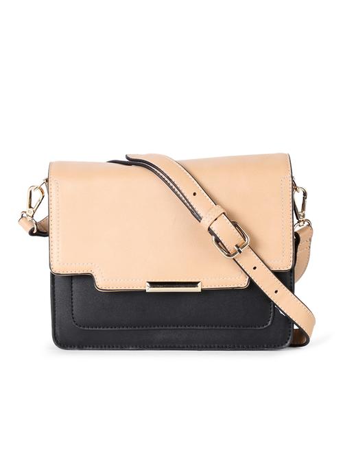 beige leatherette regular sling bag - 14811020 - Very Small Image - 1