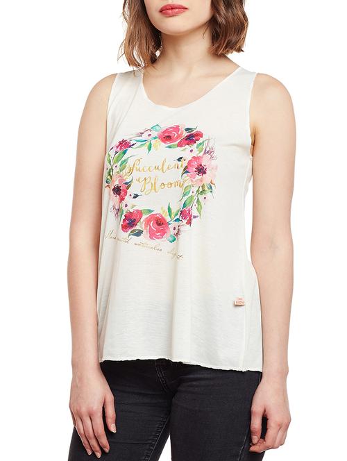 beige cotton blend tank top - 14811780 - Very Small Image - 1